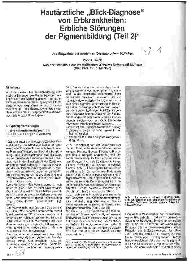 Vorschauseite 1: Hautärztliche Blick-Diagnose von Erbkrankheiten: Erbliche Störungen der Pigmentbildung