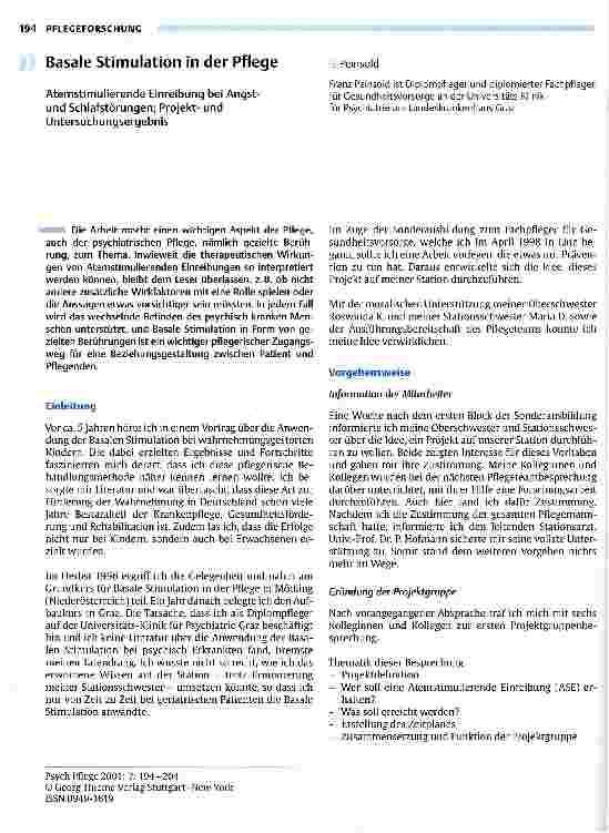 Vorschauseite 1: Basale Stimulation in der Pflege Atemstimulierende Einreibung bei Angstund Schlafstörungen