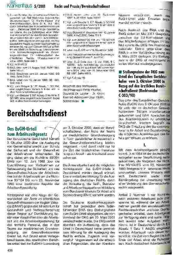 Vorschauseite 1: Das EuGH-Urteil zum Arbeitszeitgesetz