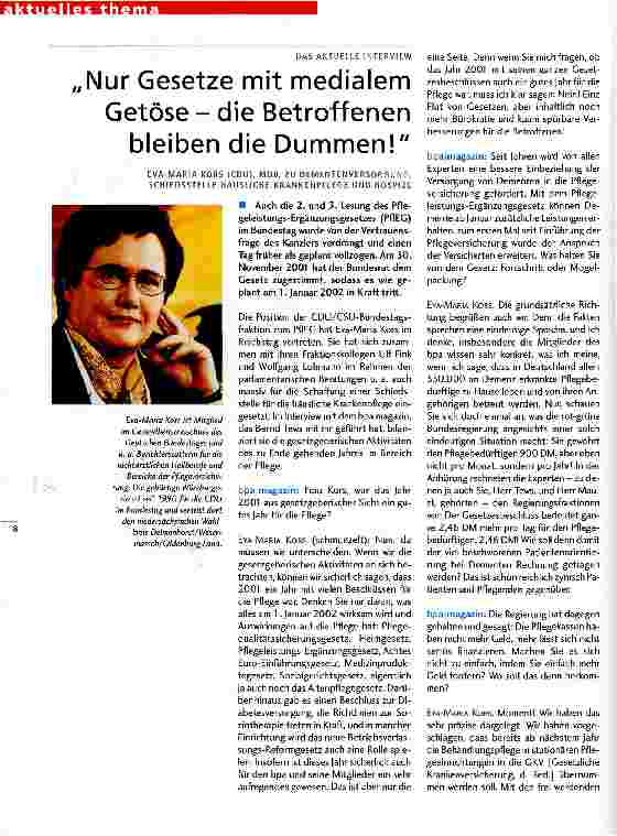 Vorschauseite 1: Nur Gesetze mit medialem Getöse - die Betroffenen beleiben die Dummen! Das aktuelle Interview