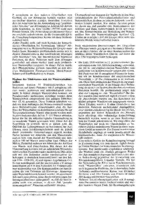 Vorschauseite 3: Nosokomiale Infektionen mit Pseudomonas aeruginosa: Übertragungsrisiko Intensivpflege