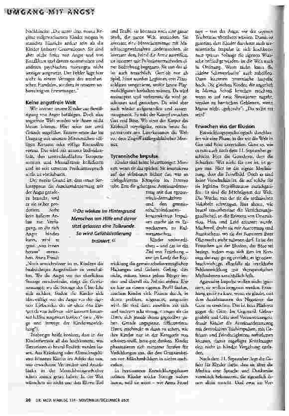 Vorschauseite 3: Chance für eine neue Angstkultur Kindererleben und Erziehung nach dem 11. September