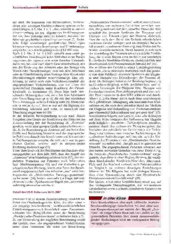 Vorschauseite 2: Der Zentrumsbegriff - die Maßstäbe der Rechtsprechung außerhalb der Krankenhausfinanzierung