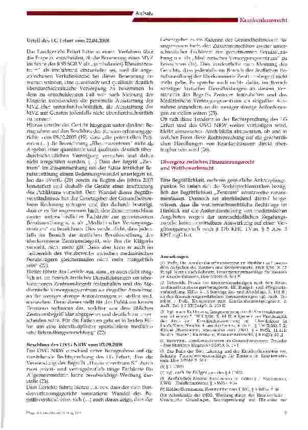 Vorschauseite 3: Der Zentrumsbegriff - die Maßstäbe der Rechtsprechung außerhalb der Krankenhausfinanzierung