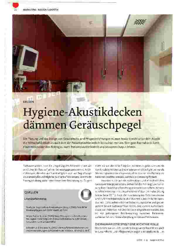 Vorschauseite 1: Hygiene-Akustikdecken dämmen Geräuschpegel