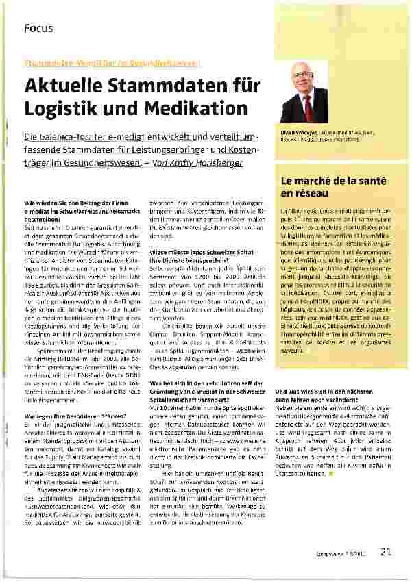 Vorschauseite 1: Aktuelle Stammdaten für Logistik und Medikation