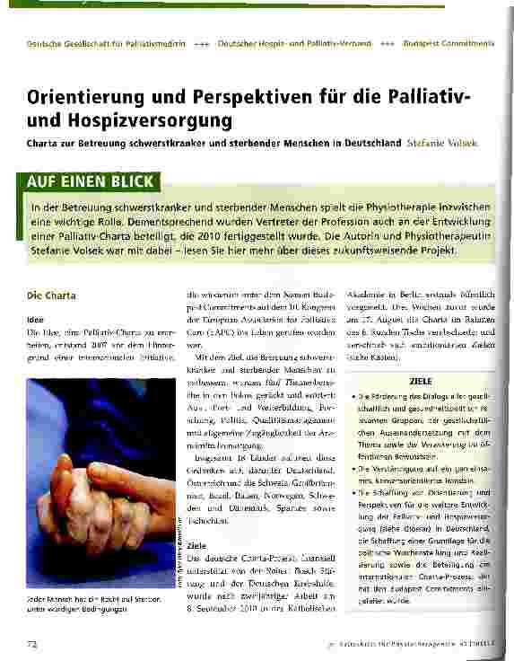 Vorschauseite 1: Orientierung und Perspektiven für die Palliativ-und HospizversorgungCharta zur Betreuung schwerstkranker und sterbender Menschen in Deutschland