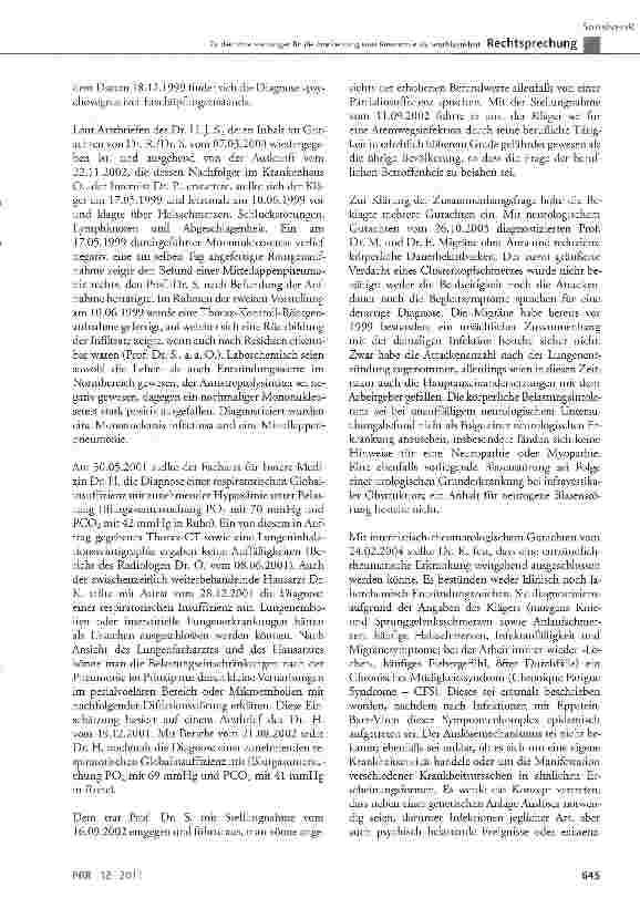 Vorschauseite 3: Zu den Voraussetzungen für die Anerkennung einer Pneumonie als Berufskrankheit(hier: Pflegehelfer auf einer Intensivstation) BK Nr. 3101 der Anlage 1 zur BKV; SGB VII § 2, § 3, §…
