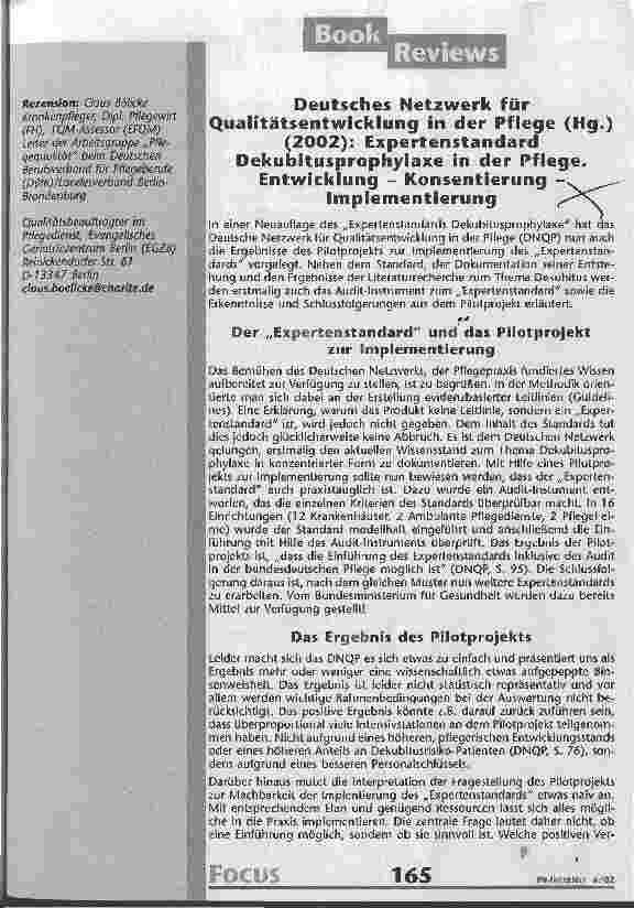 Vorschauseite 1: Expertenstandard Dekubitusprophylaxe in der Pflege
