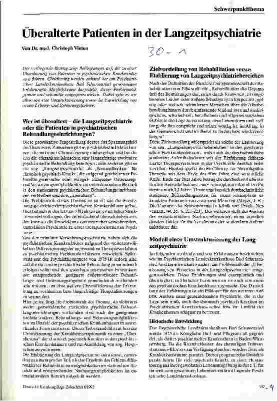 Vorschauseite 1: Überalterte Patienten in der Langzeitpsychiatrie