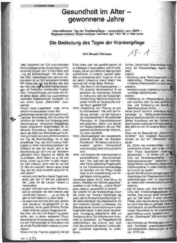 Vorschauseite 1: Die Bedeutung des Tages der Krankenpflege