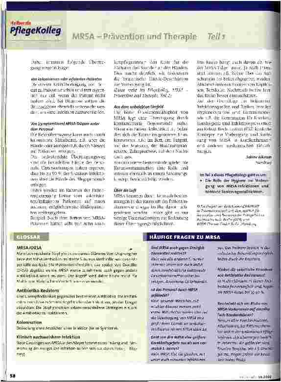 Vorschauseite 3: Resistenzen auf dem Vormarsch MRSA - Prävention und Therapie, Teil 1