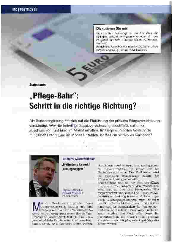 Vorschauseite 1: Pflege-Bahr Schritt in die richtige Richtung?