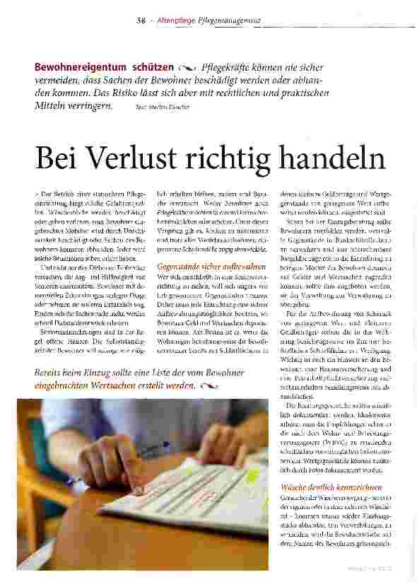 Vorschauseite 1: Bei Verlust richtig handeln