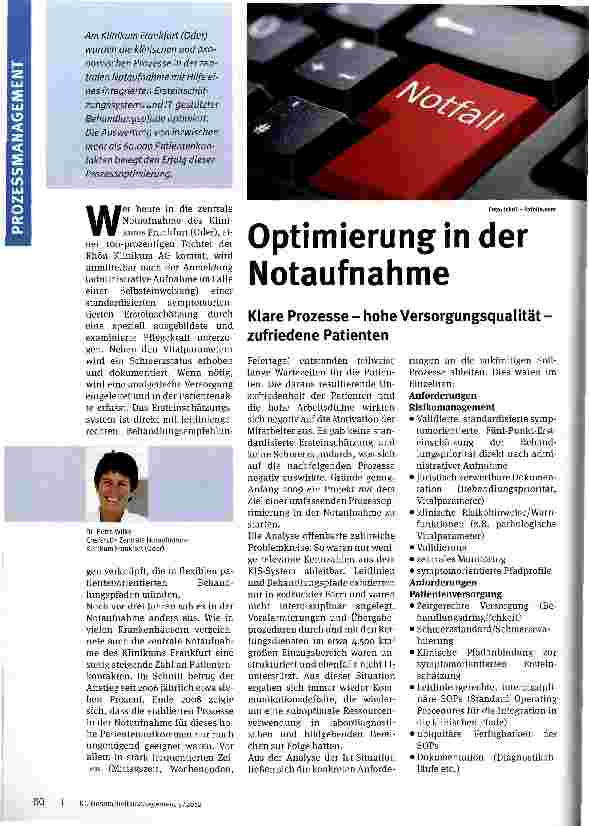 Vorschauseite 1: Optimierung in der Notaufnahme