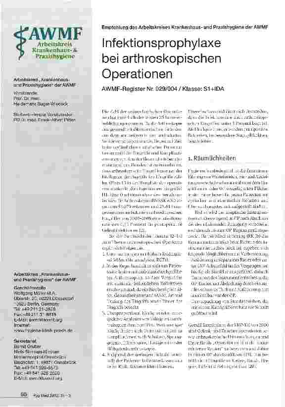 Vorschauseite 1: Infektionsprophylaxe bei arthroskopischen Operationen