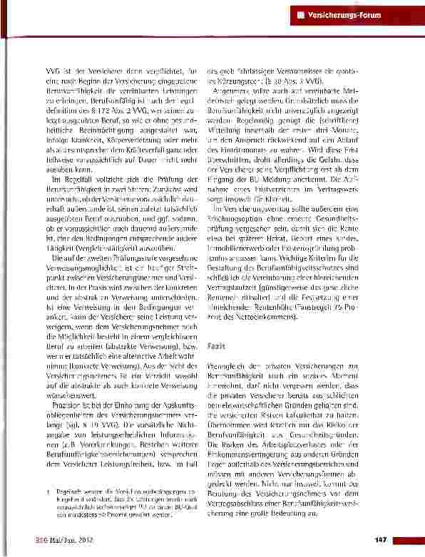 Vorschauseite 2: Private Berufsunfähigkeitsversicherung - eine Kompensation des Sozialabbaus