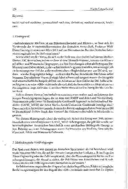 Vorschauseite 2: Was ist Individualisierte Medizin? -Zur terminologischen Justierung eines schillerndenBegriffs