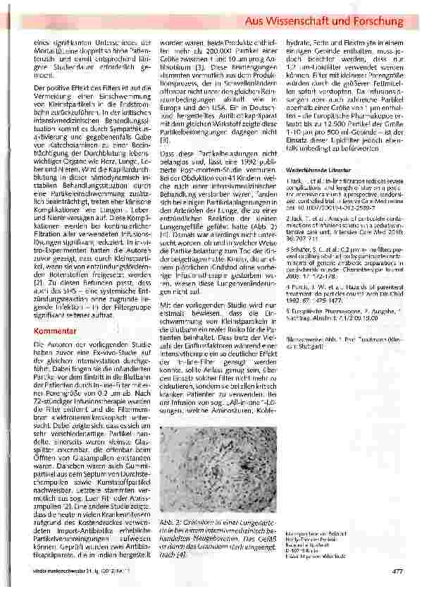 Vorschauseite 3: Infusionstherapie in der pädiatrischen Intensivmedizin: Effektivität von In-Iine-Filtern jetzt wissenschaftlich nachgewiesen