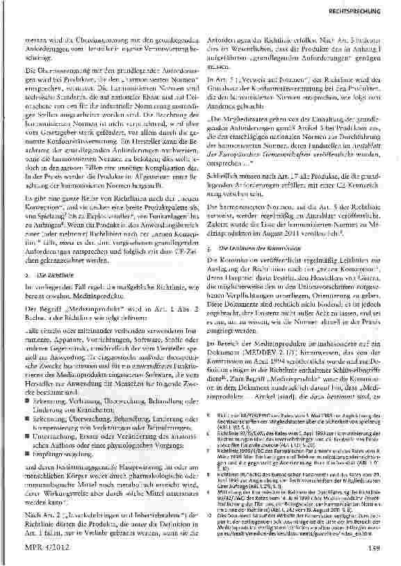 Vorschauseite 2: Auslegung des Begriffs „Medizinprodukt - Messgerät Richtlinie 93/42/EWG