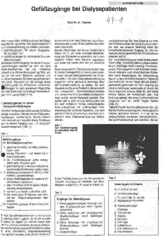 Vorschauseite 1: Gefäßzugänge bei Dialysepatienten