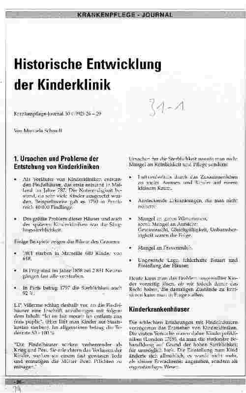 Vorschauseite 1: Historische Entwicklung der Kinderklinik
