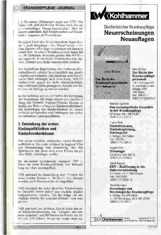 Vorschauseite 2: Historische Entwicklung der Kinderklinik