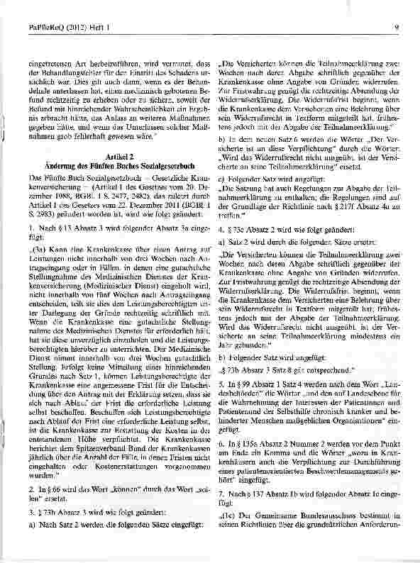 Vorschauseite 3: Entwurf eines Gesetzes zur Verbesserung der Rechte von Patientinnen und Patienten in Auszügen(Patientenrechtegesetz)