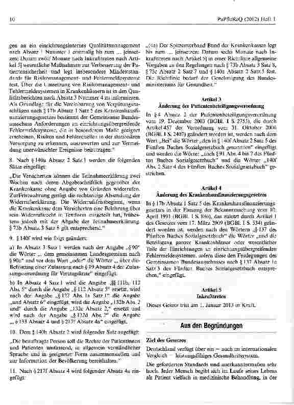 Vorschauseite 4: Entwurf eines Gesetzes zur Verbesserung der Rechte von Patientinnen und Patienten in Auszügen(Patientenrechtegesetz)