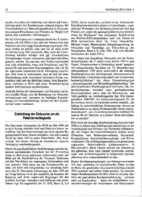 Vorschauseite 6: Entwurf eines Gesetzes zur Verbesserung der Rechte von Patientinnen und Patienten in Auszügen(Patientenrechtegesetz)