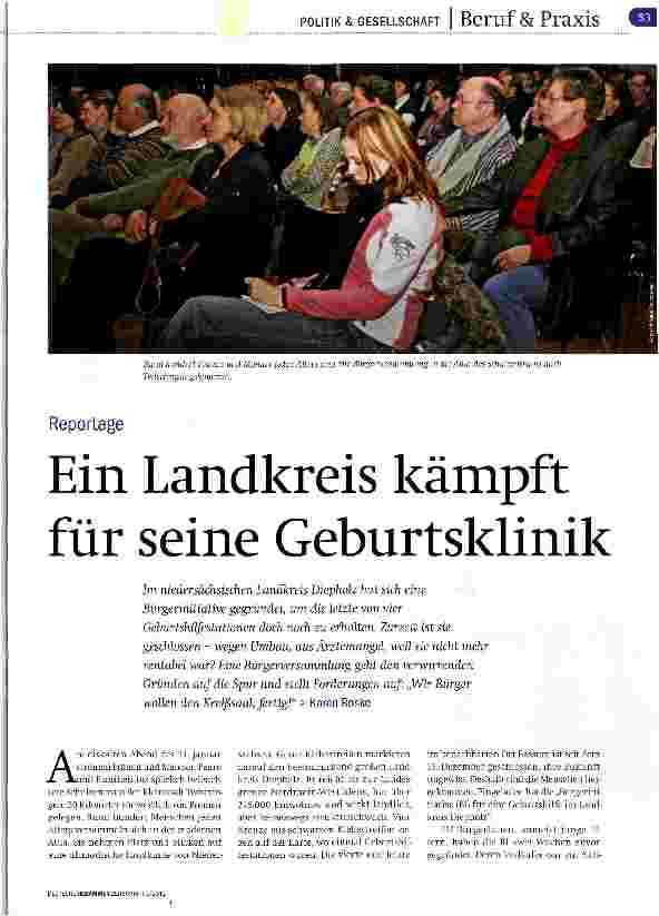 Vorschauseite 1: Ein Landkreis kämpft für seine Geburtsklinik