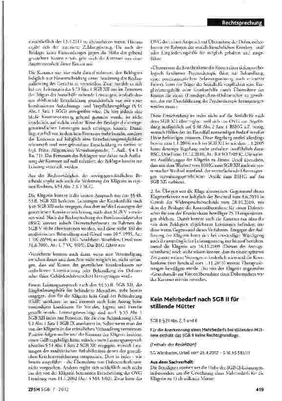 Vorschauseite 3: Dolmetscherkosten für Psychotherapie; Pflicht des Sozialhilfeträgers zur Kostenübernahme; Hilfe in sonstigen Lebenslagen; Ermessensreduzierung auf null; kein Anspruch auf Hilfe be…