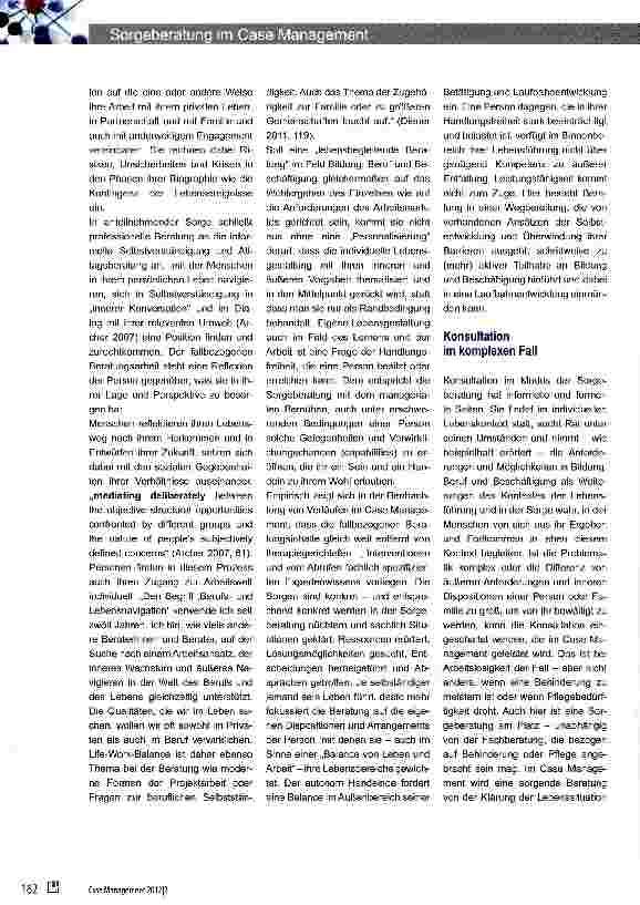Vorschauseite 2: Von Fachberatung unterschieden -Sorgeberatung im Case Management