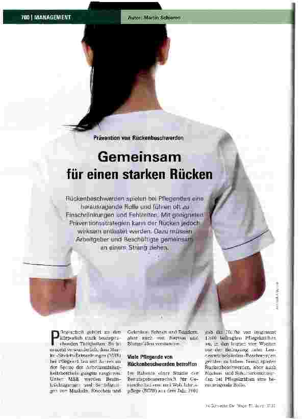 Vorschauseite 1: Prävention von RückenbeschwerdenGemeinsam für einen starken Rücken