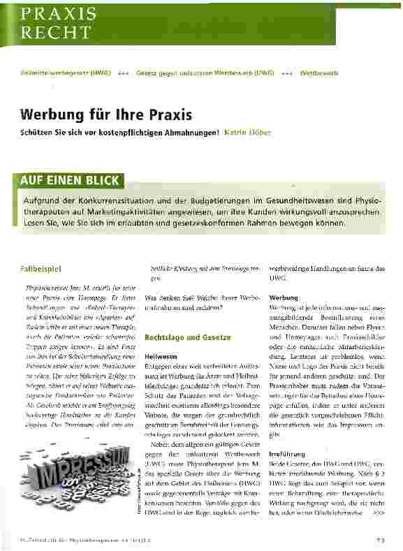 Vorschauseite 1: Werbung für Ihre Praxis