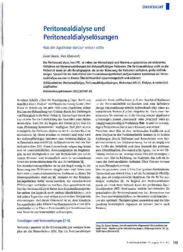 Vorschauseite 1: Peritonealdialyse und Peritonealdialyselösungen