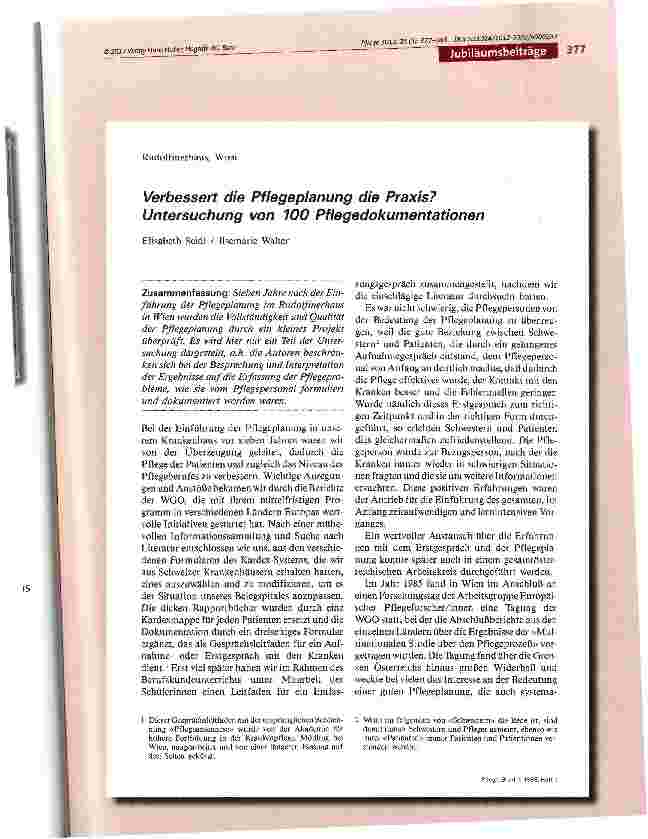 Vorschauseite 1: Verbessert die Pflegeplanung die Praxis? Untersuchung von 100 Pflegedokumentationen