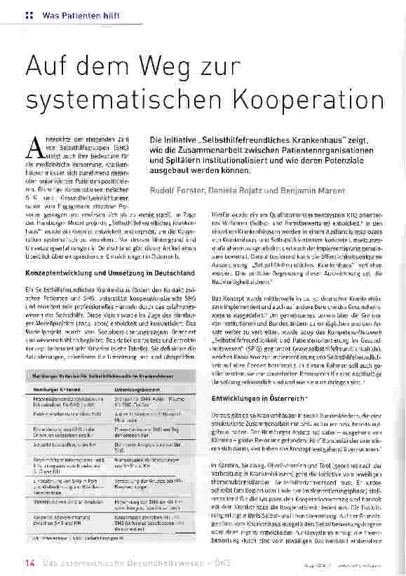 Vorschauseite 1: Auf dem Weg zur systematischen Kooperation
