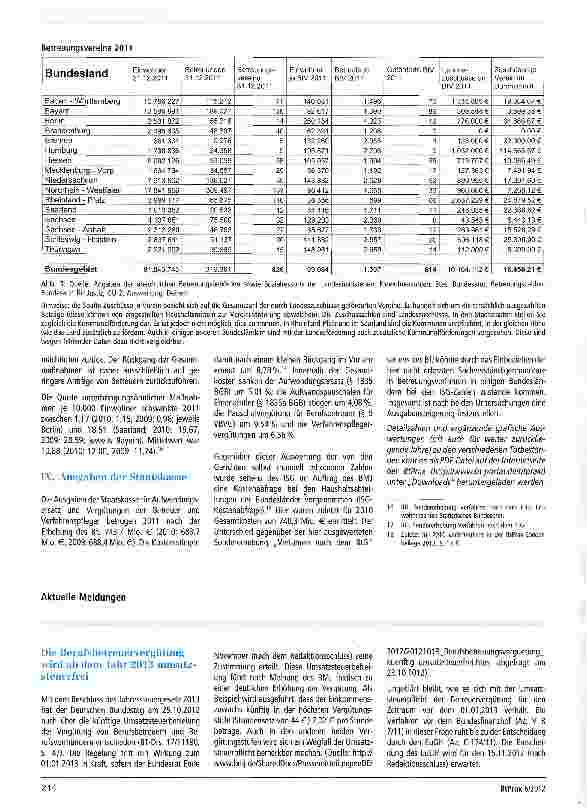 Vorschauseite 3: Betreuungszahlen 2011