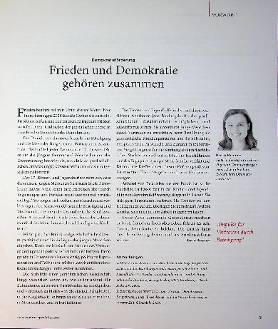 Vorschauseite 1: Demokratieförderung: Frieden und Demokratie gehören zusammen.