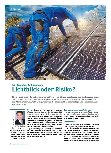 Vorschauseite 1: Arbeitsschutz in der Solarbranche: Lichtblick oder Risiko?