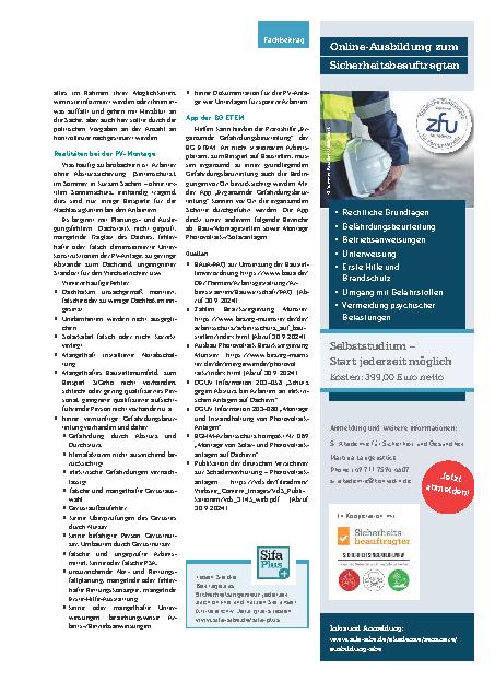Vorschauseite 4: Arbeitsschutz in der Solarbranche: Lichtblick oder Risiko?