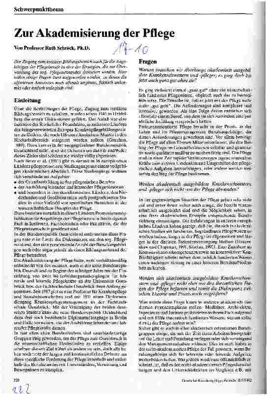 Vorschauseite 1: Zur Akademisierung der Pflege