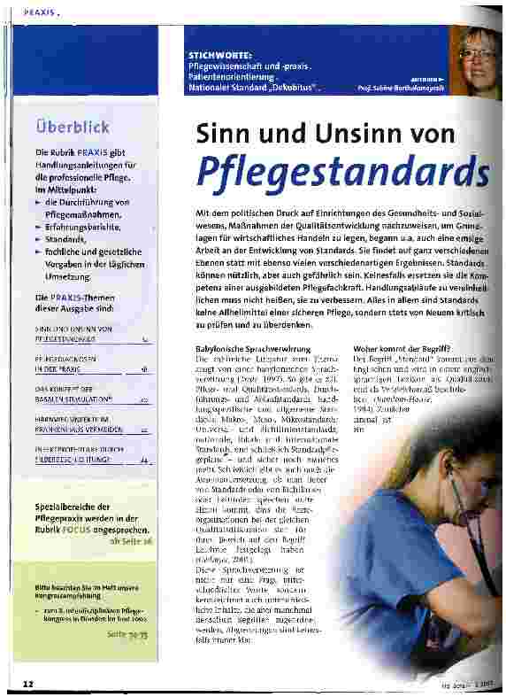 Vorschauseite 1: Sinn und Unsinn von Pflegestandards