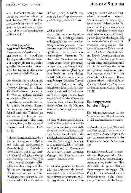 Vorschauseite 4: Untersuchung des Menschenbildes Humanistische Pflege Nach Paterson und Zderad