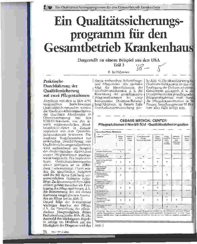 Vorschauseite 1: Ein Qualitätssicherungsprogramm für den Gesamtbetrieb Krankenhaus Teil 3: Dargestellt an einem Beispiel aus den USA