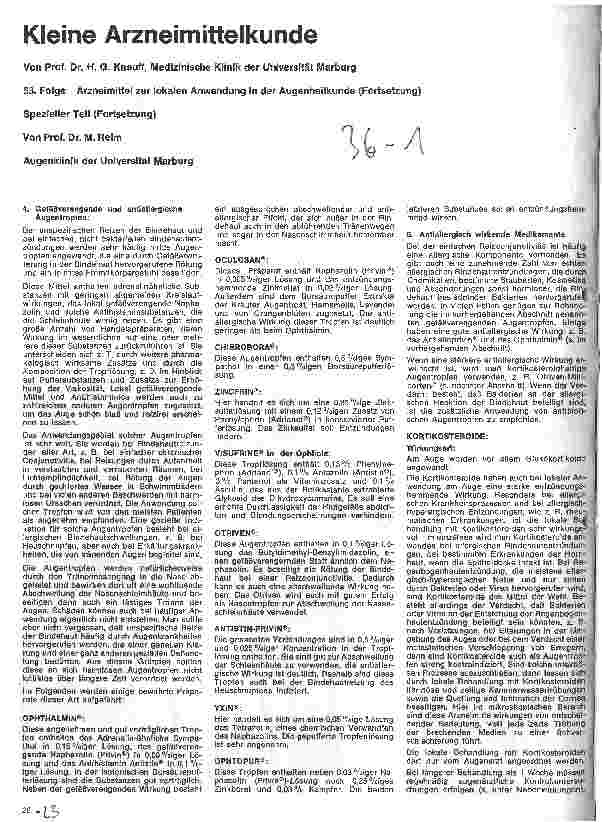 Vorschauseite 1: Kleine Arzneimittelkunde 53. Folge: Arzneimittel zur lokalen Anwendung in der Augenheilkunde
