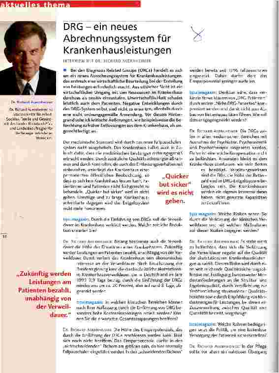 Vorschauseite 1: DRG - ein neues Abrechnungssystem für Krankenhausleistungen