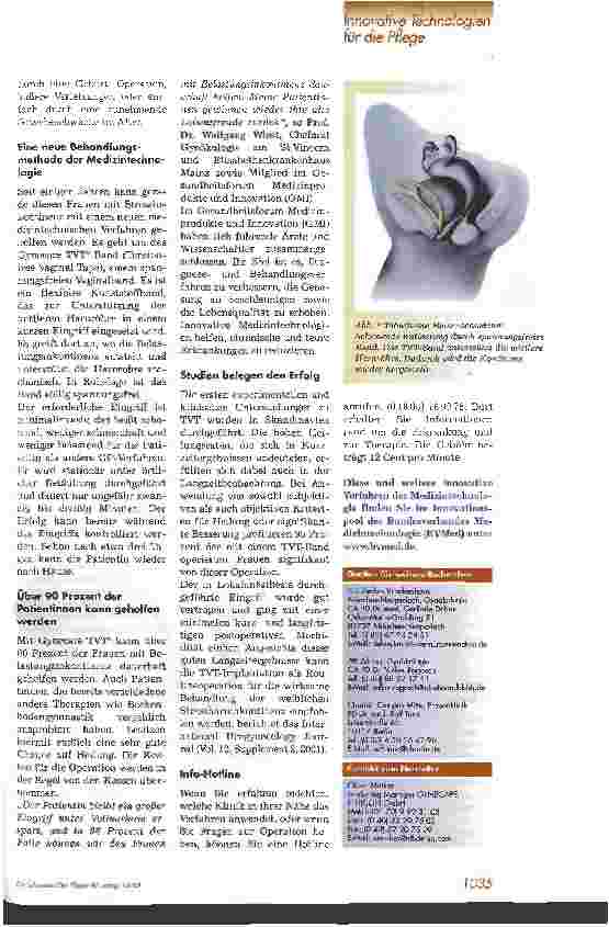 Vorschauseite 2: Neues medizintechnisches Verfahren bei Stressinkontinenz BVMed-Innovationspool