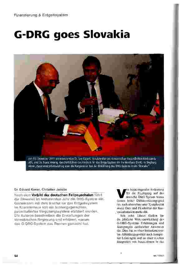 Vorschauseite 1: G-DRG goes Slovakia